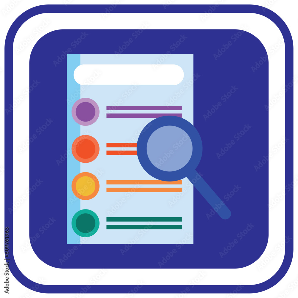   Search Engine Optimization vector icon with blue background and lined border