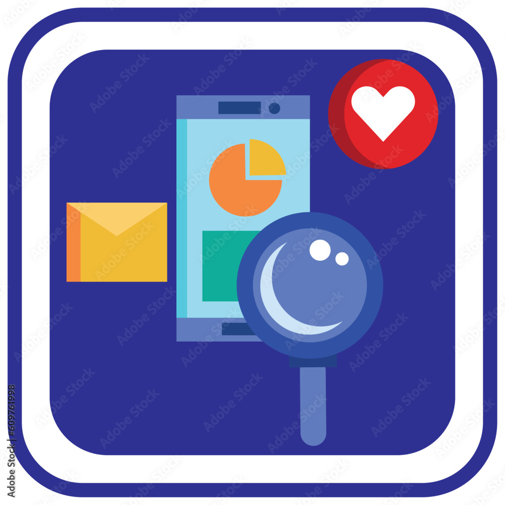 Search Engine Optimization vector icon with blue background and lined border Search Engine Optimization vector icon with blue background and lined border