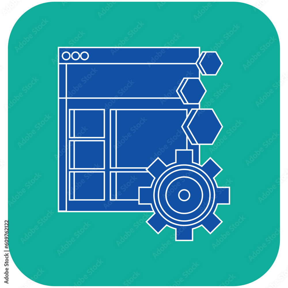 Obraz premium Blue Search Engine Optimization vector icon with white lines and green background