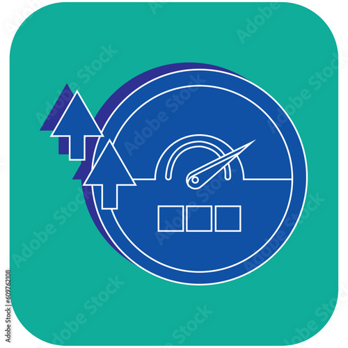  Blue Search Engine Optimization vector icon with white lines and green background