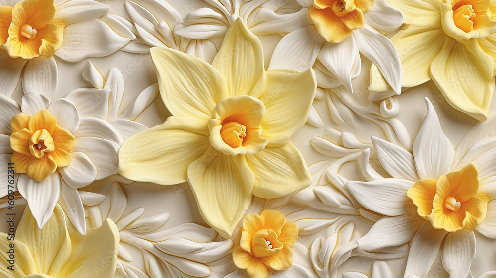 Fototapeta premium Flowers with soft seamless pattern