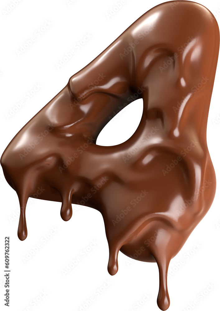 Sweet Meltdown: Stylized Number 4 with Melting Chocolate Sweet Meltdown: Stylized Number 4 with Melting Chocolate
