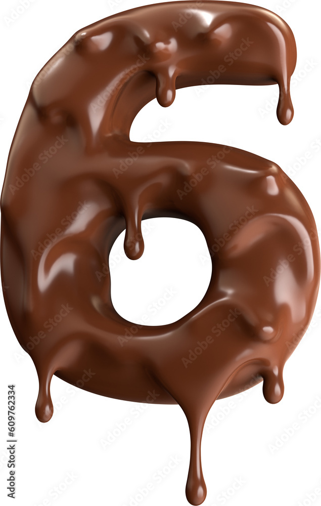 Sweet Meltdown: Stylized Number 6 with Melting Chocolate Sweet Meltdown: Stylized Number 6 with Melting Chocolate