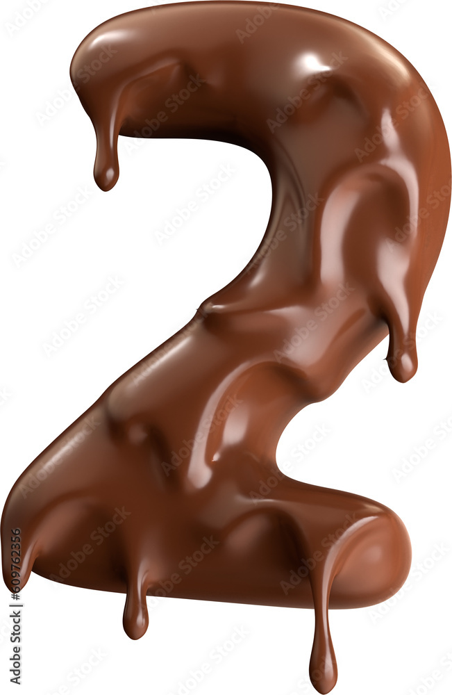 Sweet Meltdown: Stylized Number 2 with Melting Chocolate Sweet Meltdown: Stylized Number 2 with Melting Chocolate