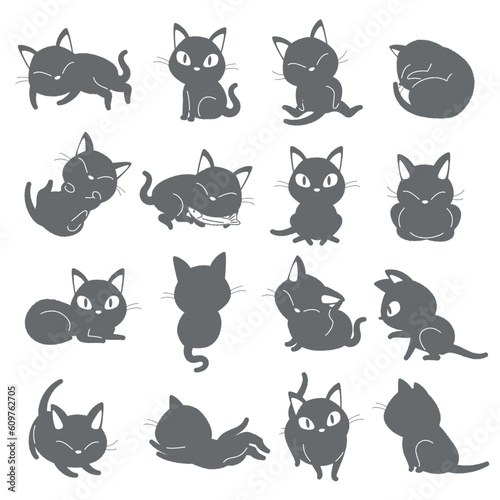 黒猫のベクターイラストセット