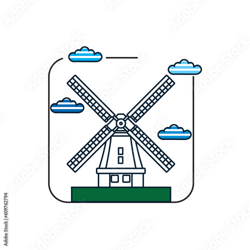 Vector image of windmill icon with white background