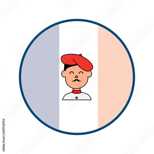 Vector image of a painter inside a circle with a light colored background