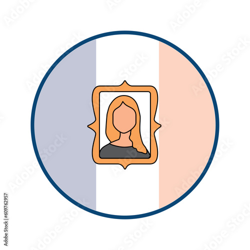box vector icon with circular background and blue border