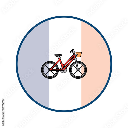 bicycle vector icon with circular background and blue border