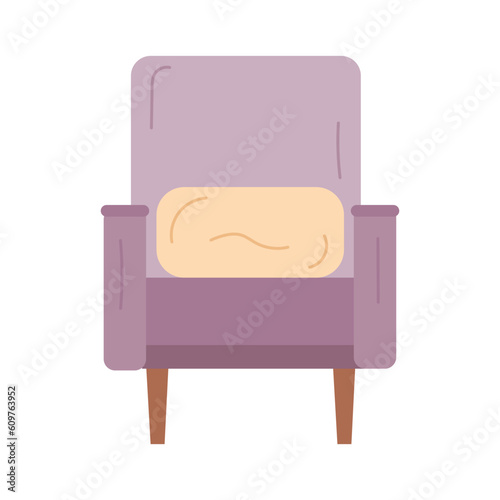 Upholstered furniture for the house, an armchair. Banner design, flyers. Vector flat illustration...