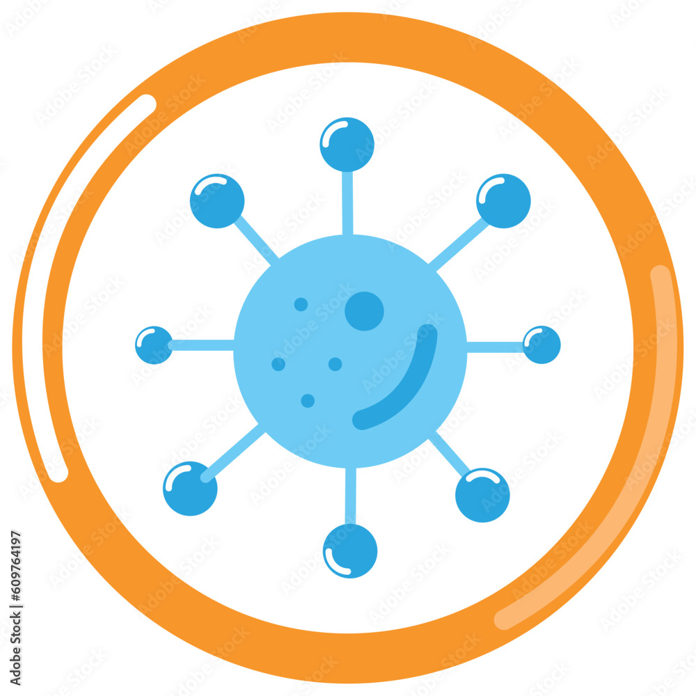 vector icon of a laboratory atom with orange border and white background vector icon of a laboratory atom with orange border and white background