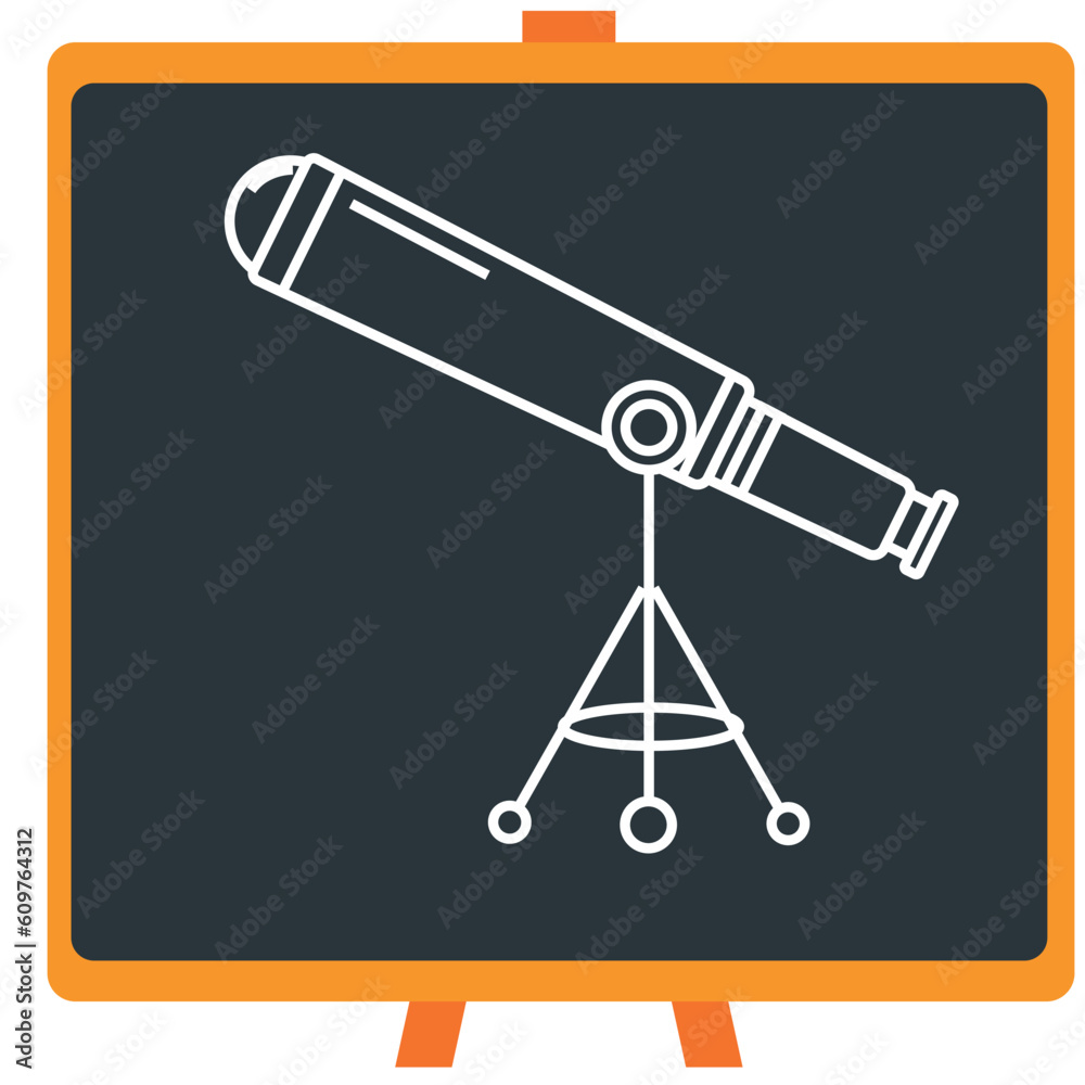 Vector icon of a chemistry laboratory telescope in white lines with dark border Vector icon of a chemistry laboratory telescope in white lines with dark border