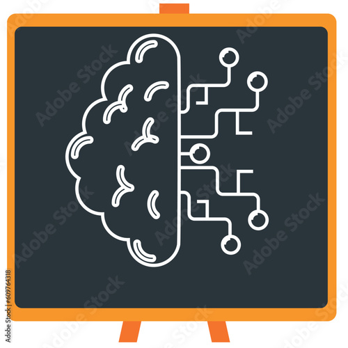 Chemistry laboratory brain vector icon in white lines with dark border