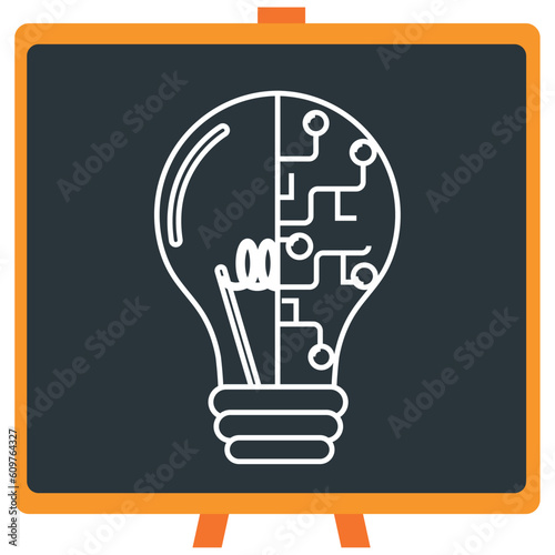 Vector icon of a chemistry laboratory bulb in white lines with dark border