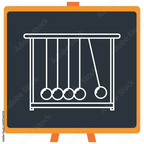 Chemistry laboratory pendulum vector icon in white lines with dark border