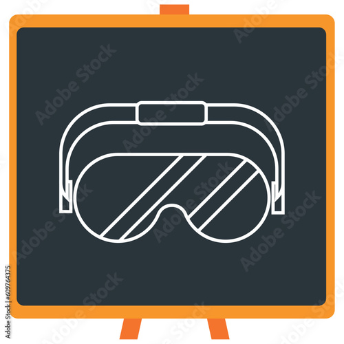 Chemistry laboratory glasses vector icon in white lines with dark border