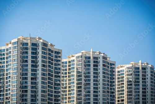 Partial close-up of modern urban buildings