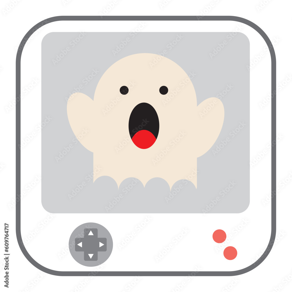 vector icon of a video game ghost with gray background