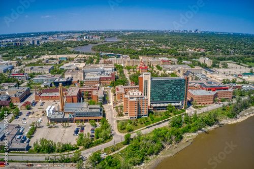 Aerial View of a large University in Winnipeg, Manitoba