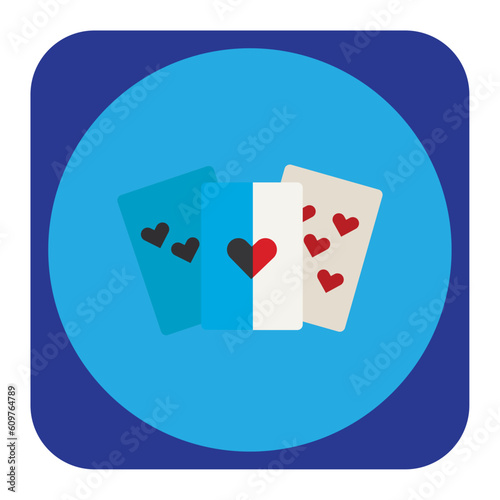 video game poker cards vector icon with blue background