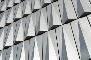 Close-up of geometric exterior wall of modern building