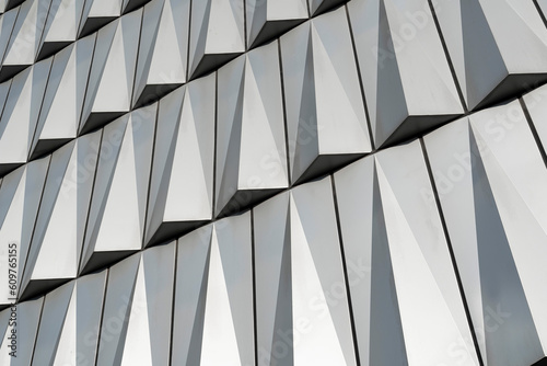 Close-up of geometric exterior wall of modern building