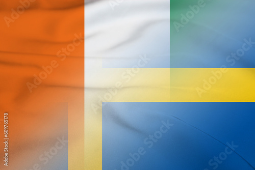 Ivory Coast and Sweden national flag international contract SWE CIV