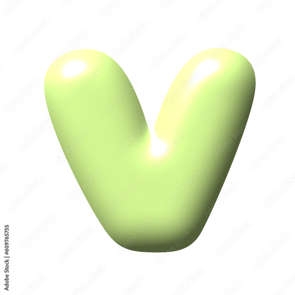 Green 3D Alphabet V Green 3D Alphabet V