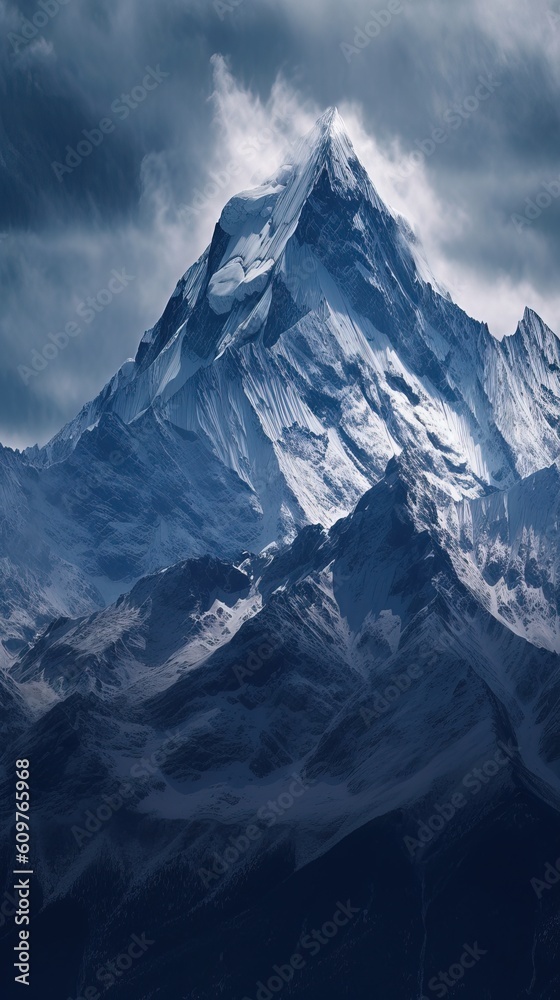 Obraz premium Crystal peaked mountains. Generative AI.