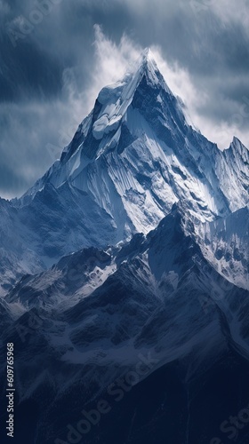 Crystal peaked mountains. Generative AI. © Kai Alves