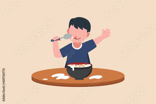 Taste expression concept. Contact information. Colored flat vector illustration.