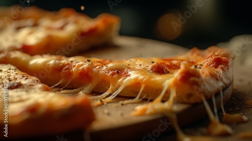 A delicious cheese pizza close up. Generative AI. 