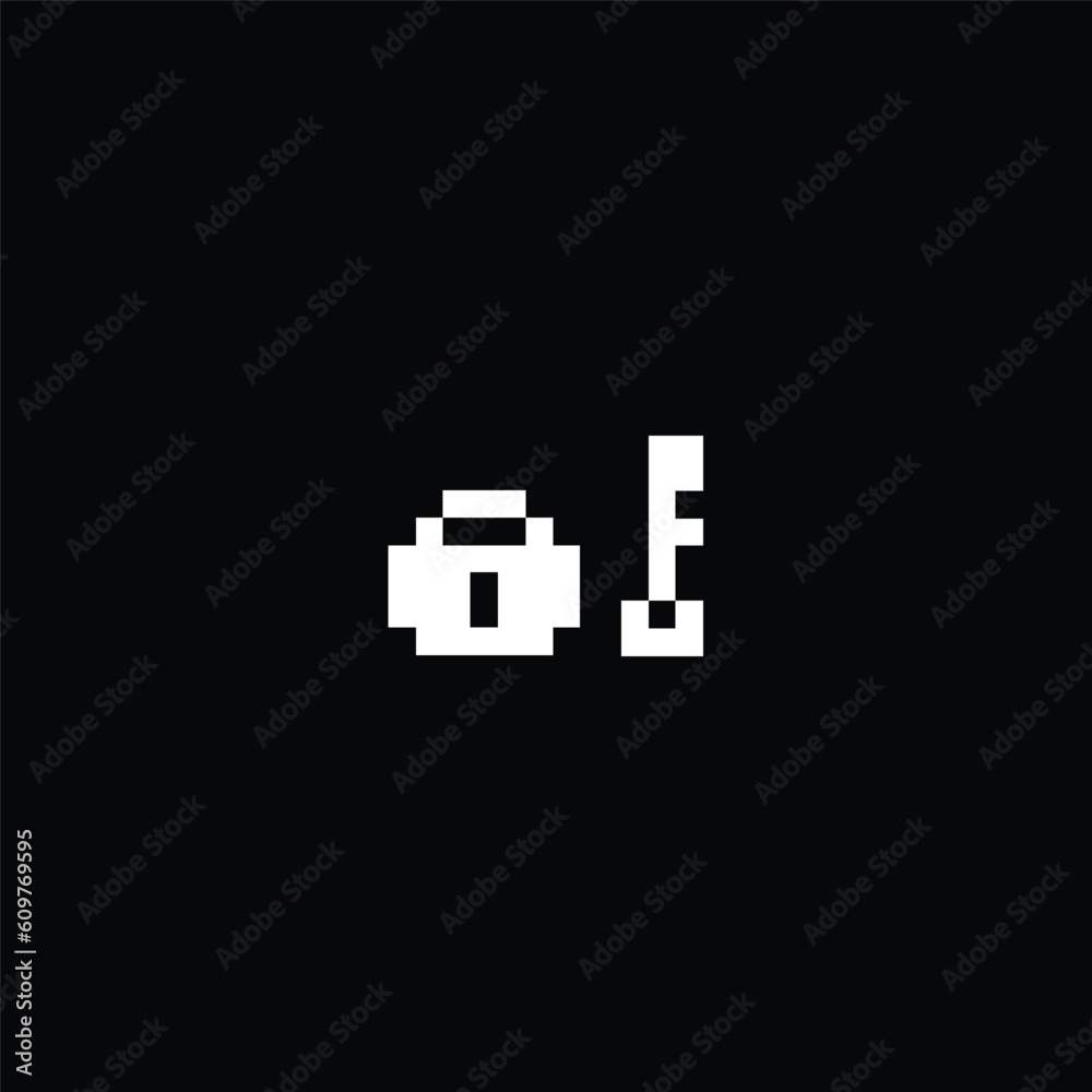 this is lock and key icon 1 bit style in pixel art with white color black background ,this item good for presentations,stickers, icons, t shirt design,game asset,logo and your project.