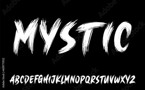 Ector the brush and elegant font MYSTIC, geometric shape font vector typeface alphabet typeset.