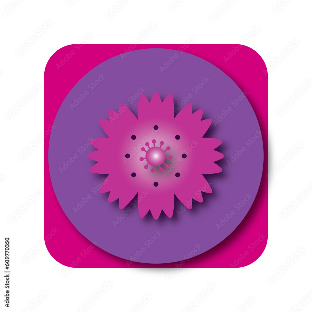 vector icon of a flower inside a circle with a purple border vector icon of a flower inside a circle with a purple border