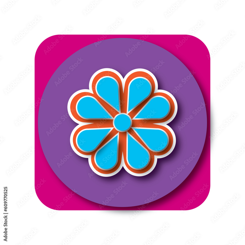 vector icon of a flower inside a circle with a purple border vector icon of a flower inside a circle with a purple border