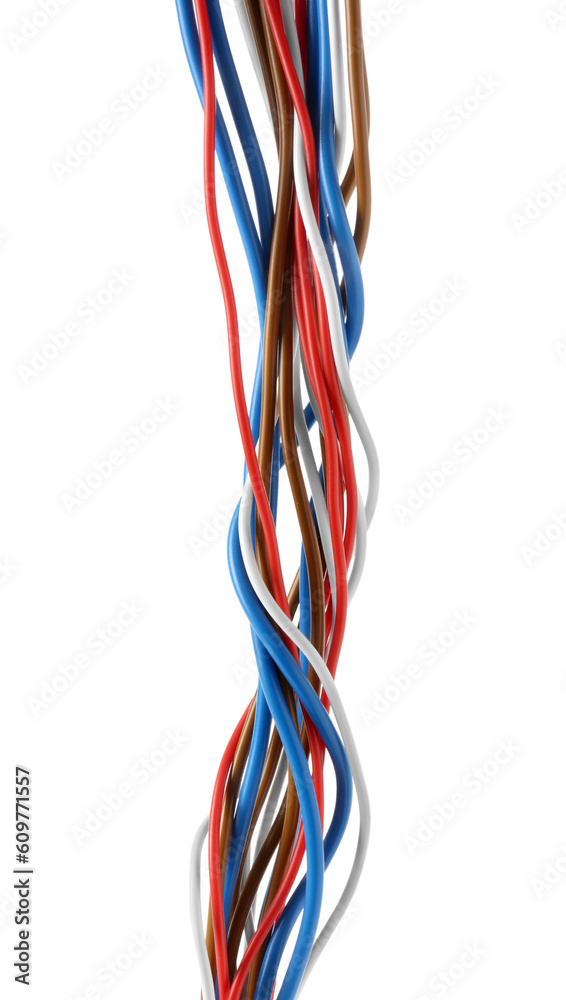 New colorful electrical wires isolated on white New colorful electrical wires isolated on white
