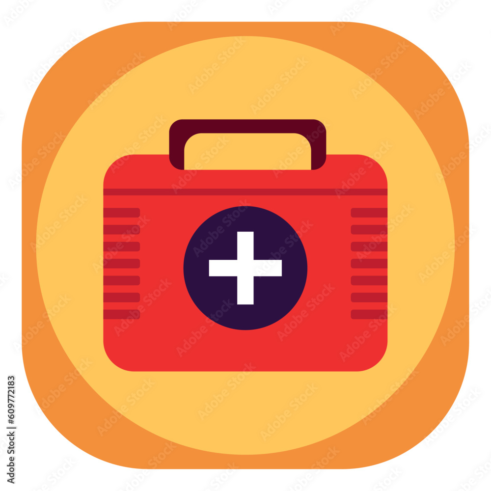 vector icon of a first aid suitcase with yellow background vector icon of a first aid suitcase with yellow background
