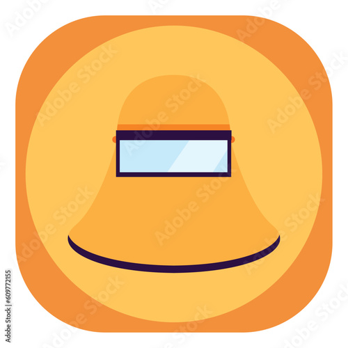 vector icon of a biosafety suit with yellow background