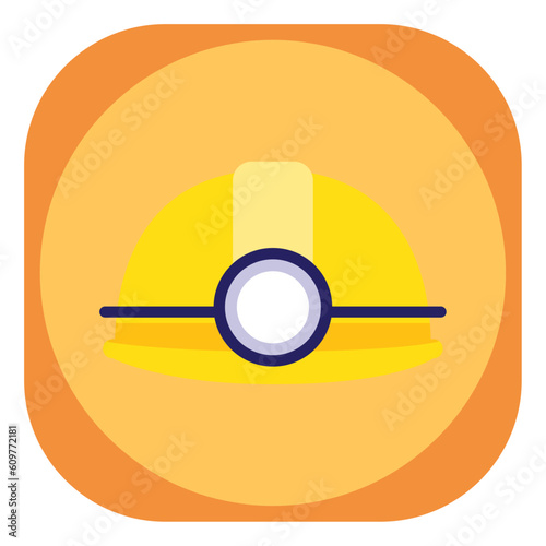 vector icon of a safety helmet with yellow background