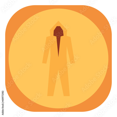 vector icon of a biosafety suit with yellow background