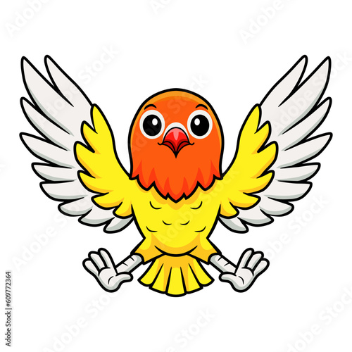 Cute lutino lovebird cartoon flying