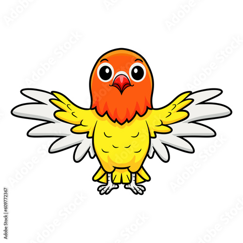 Cute lutino lovebird cartoon flying