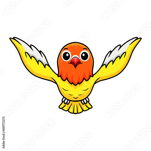 Cute lutino lovebird cartoon flying