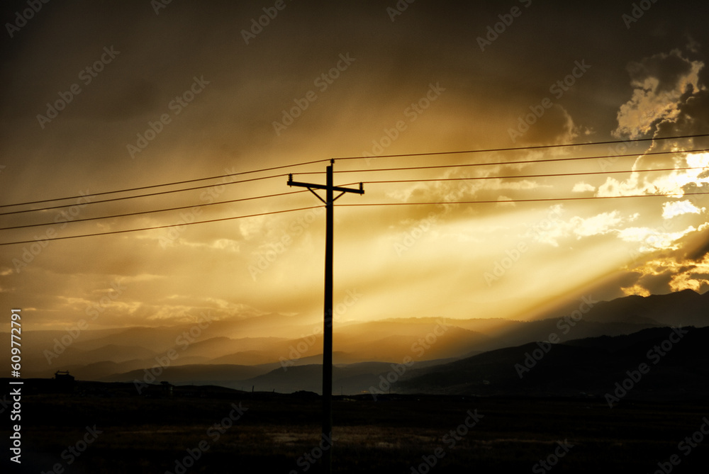 power lines at dusk