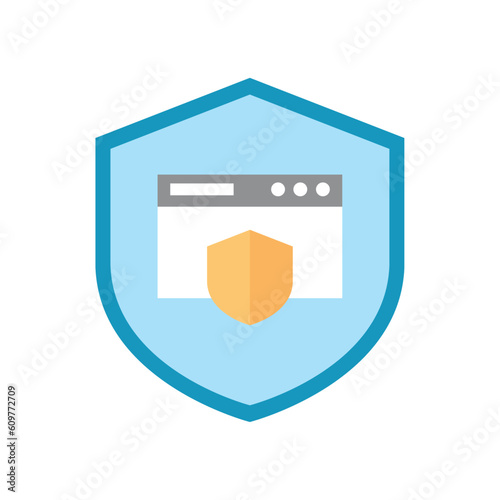 vector icon of a document with a shield with a blue background in the shape of a shield