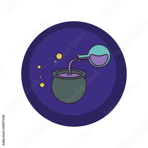 vector icons of a magic pose with purple background and blue border