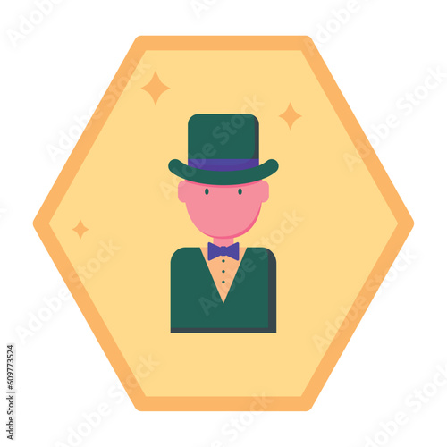 vector icons of a magician with yellow background