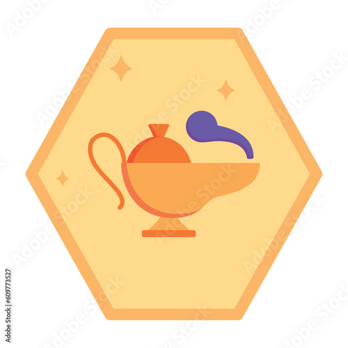 magic lamp vector icons with yellow background