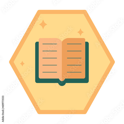 vector icons of a book with yellow background